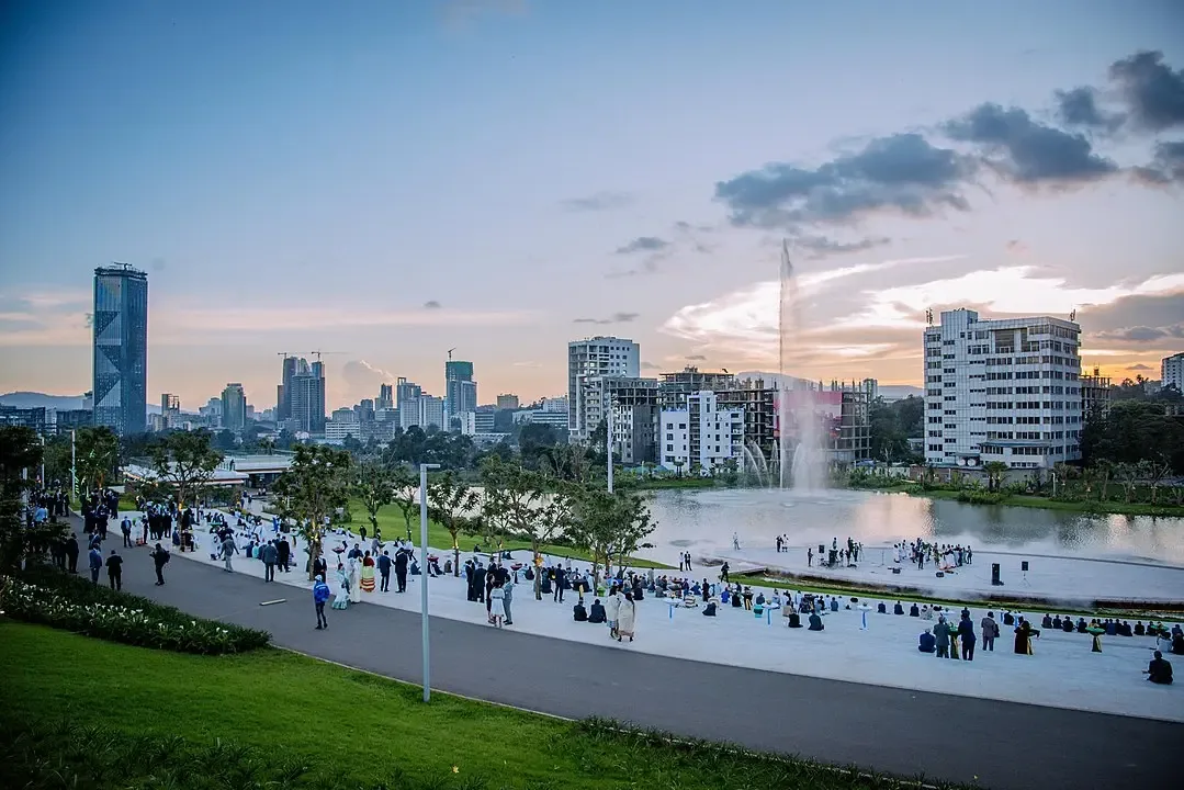 City skyline at dusk, cover image for the Lalyza Events 5G inauguration in Addis Ababa